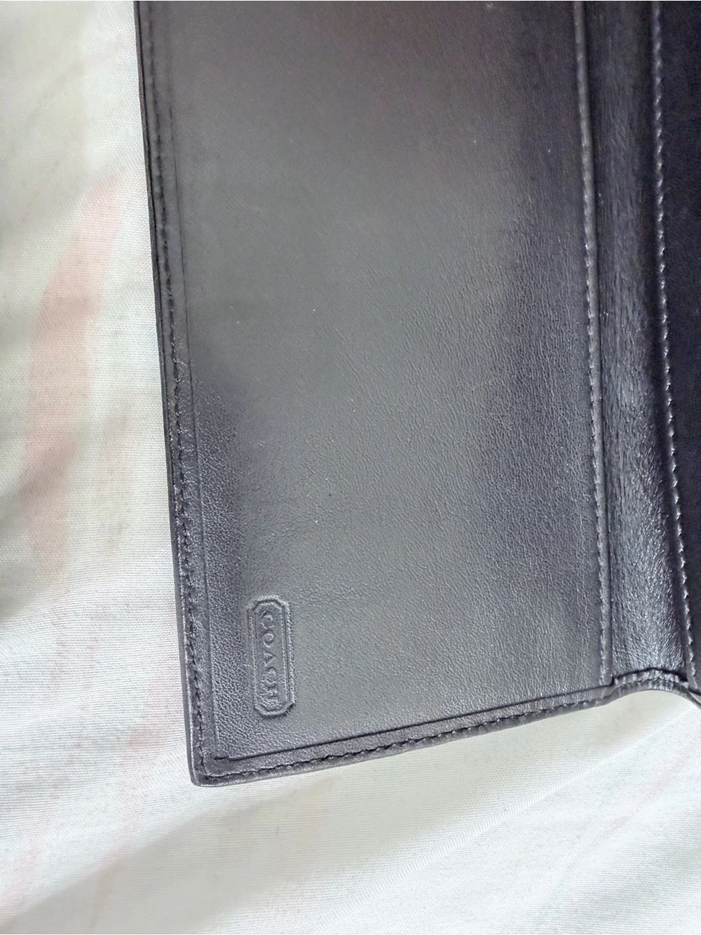 Coach Black Signature Leather Wallet with Silver-Tone G Buckle